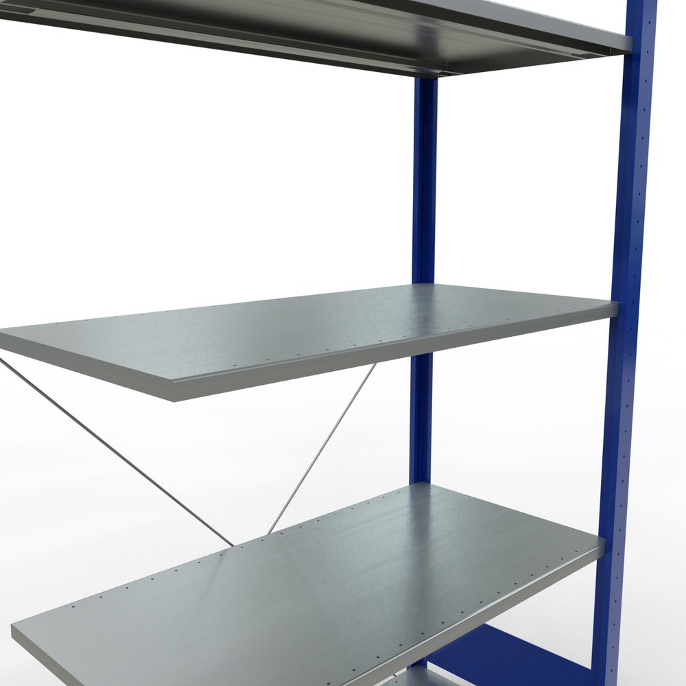 Número de imagen del producto 2: Estantería de cargas pequeñas SCHULTE con sistema de encajado, módulo adicional, carga por estante de 150 kg, azul genciana/ galvanizada, Al x An x F 2.000 x 1.000 x 500 mm