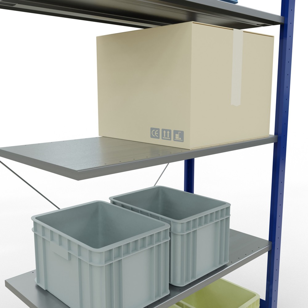 Número de imagen del producto 3: Estantería de cargas pequeñas SCHULTE con sistema de encajado, módulo adicional, carga por estante de 150 kg, azul genciana/ galvanizada, Al x An x F 2.000 x 1.000 x 500 mm