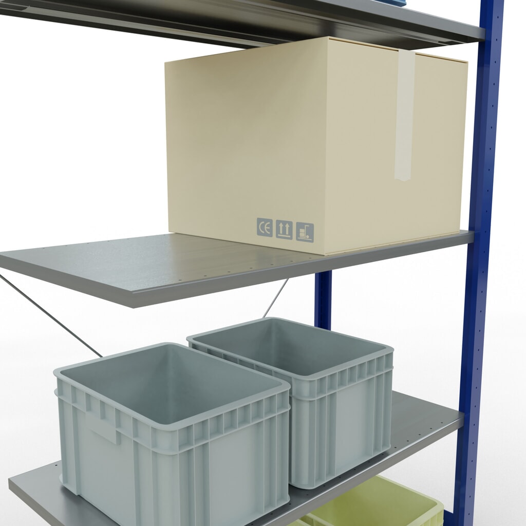Número de imagen del producto 3: Estantería de cargas pequeñas SCHULTE con sistema de encajado, módulo adicional, carga por estante de 150 kg, azul genciana/ galvanizada, Al x An x F 2.000 x 1.000 x 500 mm