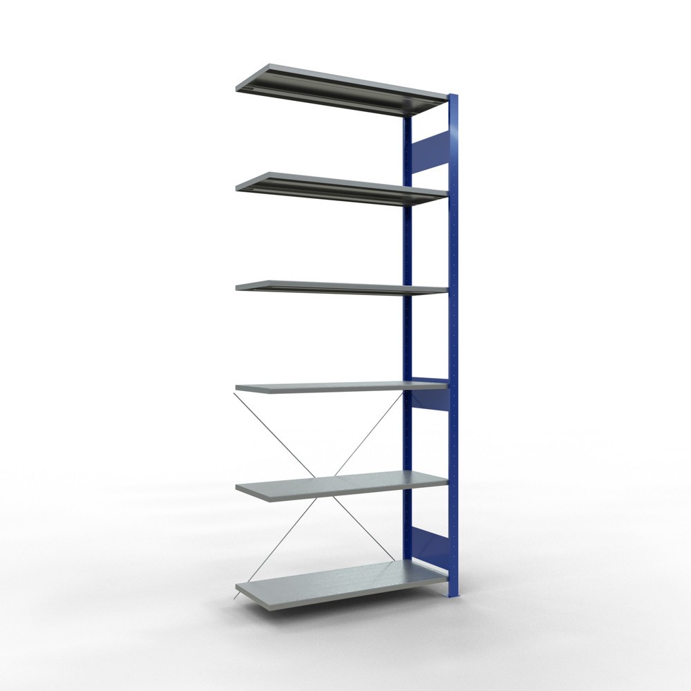 Imagen del producto: Estantería de cargas pequeñas SCHULTE con sistema de encajado, módulo adicional, carga por estante de 150 kg, azul genciana/ galvanizada, Al x An x F 2.500 x 1.000 x 400 mm