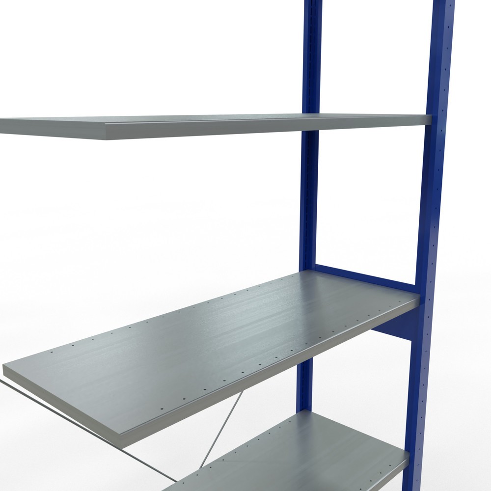 Número de imagen del producto 2: Estantería de cargas pequeñas SCHULTE con sistema de encajado, módulo adicional, carga por estante de 150 kg, azul genciana/ galvanizada, Al x An x F 2.500 x 1.000 x 400 mm