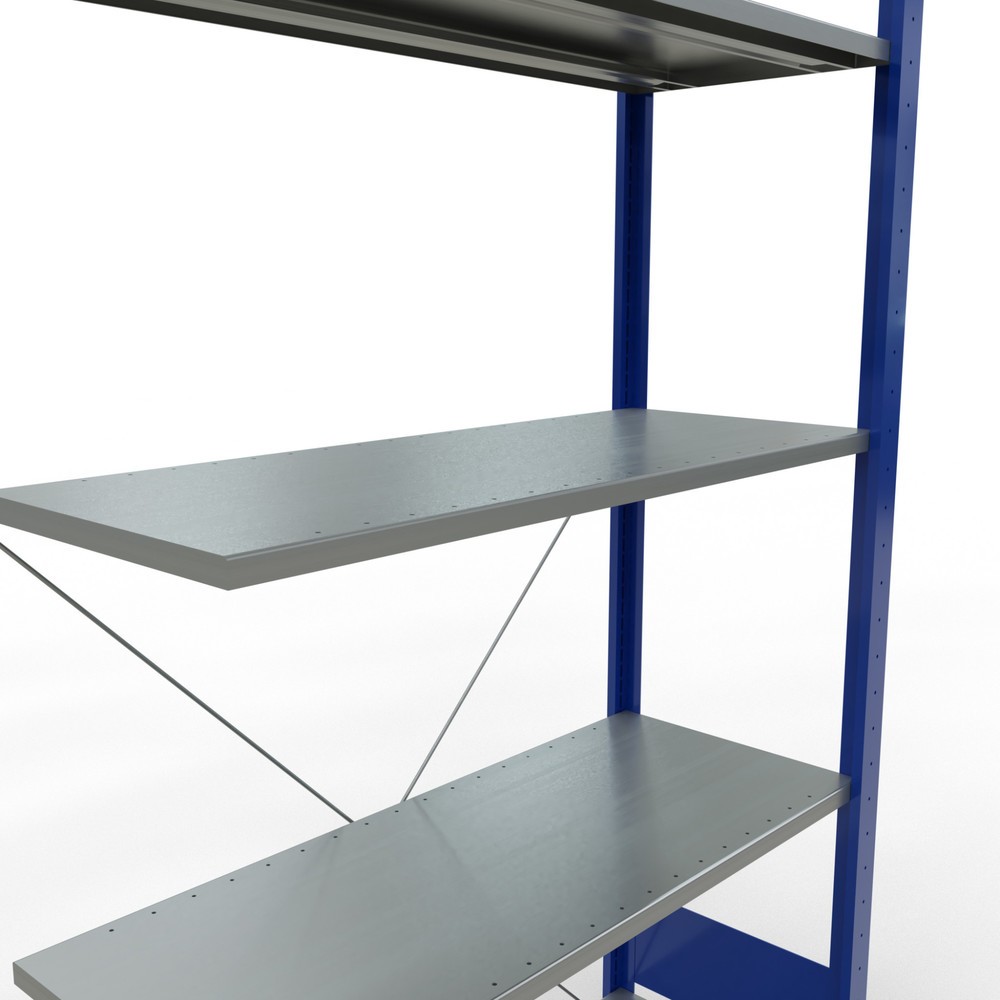 Número de imagen del producto 2: Estantería de cargas pequeñas SCHULTE con sistema de encajado, módulo adicional, carga por estante de 150 kg, azul genciana/ galvanizada, Al x An x F 2.000 x 1.000 x 400 mm