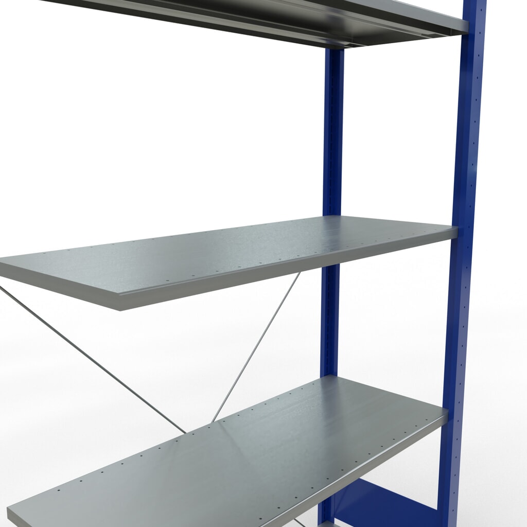 Estantería de cargas pequeñas SCHULTE con sistema de encajado, módulo adicional, carga por estante de 150 kg, azul genciana/ galvanizada, Al x An x F 2.000 x 1.000 x 400 mm Número de imagen del producto 2: Estantería de cargas pequeñas SCHULTE con sistema de encajado, módulo adicional, carga por estante de 150 kg, azul genciana/ galvanizada, Al x An x F 2.000 x 1.000 x 400 mm