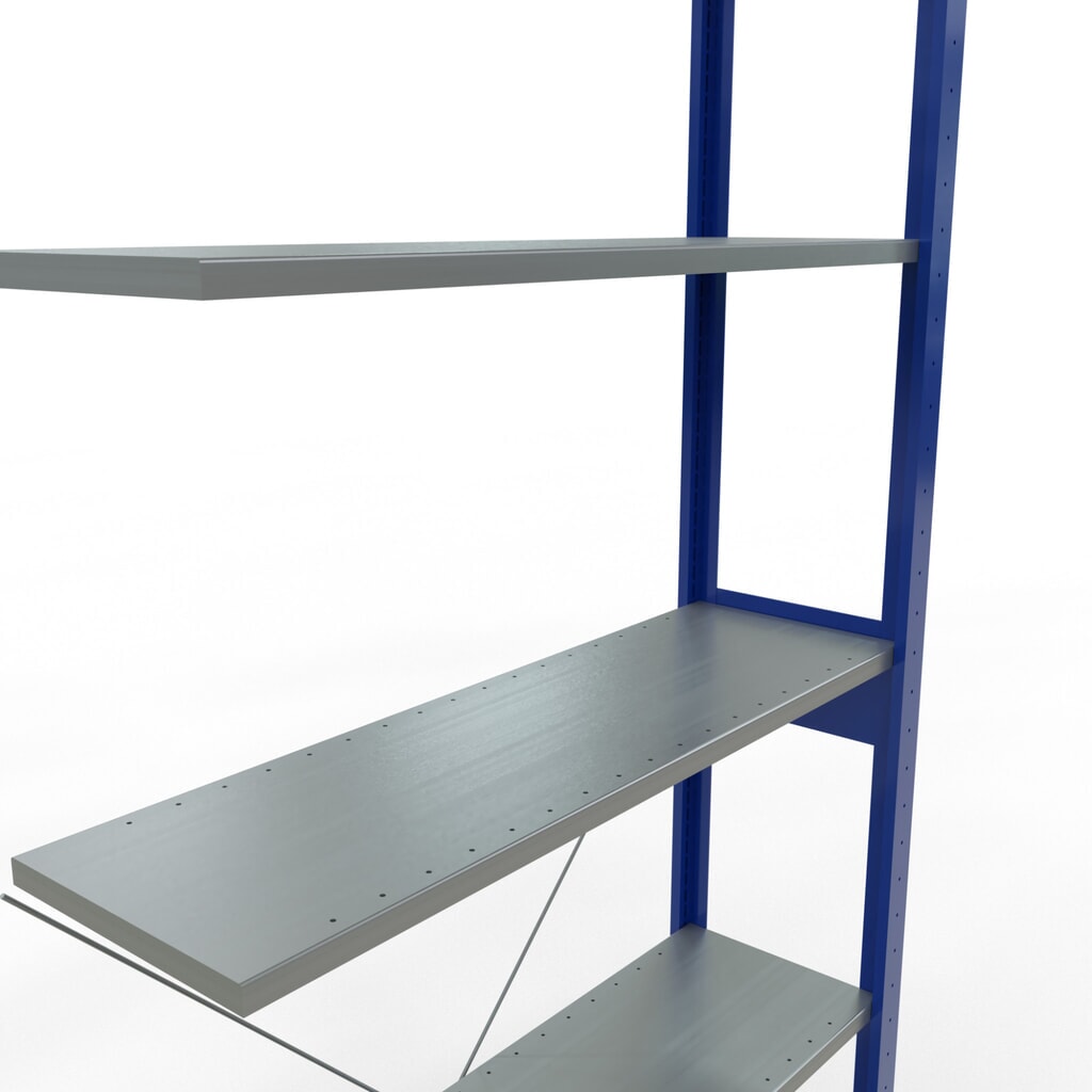 estantería SCHULTE sistema de encajado|sistema de ensamblajes módulo adicional carga estantería de cargas pequeñas 150 kg genciana azul/galvanizado H x An x F 2.500 x 1.000 x 300 mm Número de imagen del producto 2: estantería SCHULTE sistema de encajado|sistema de ensamblajes módulo adicional carga estantería de cargas pequeñas 150 kg genciana azul/galvanizado H x An x F 2.500 x 1.000 x 300 mm