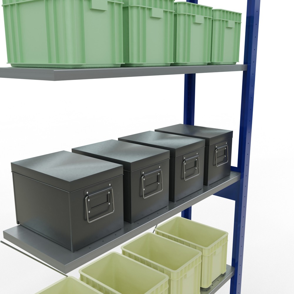 Número de imagen del producto 3: estantería SCHULTE sistema de encajado|sistema de ensamblajes módulo adicional carga estantería de cargas pequeñas 150 kg genciana azul/galvanizado H x An x F 2.500 x 1.000 x 300 mm
