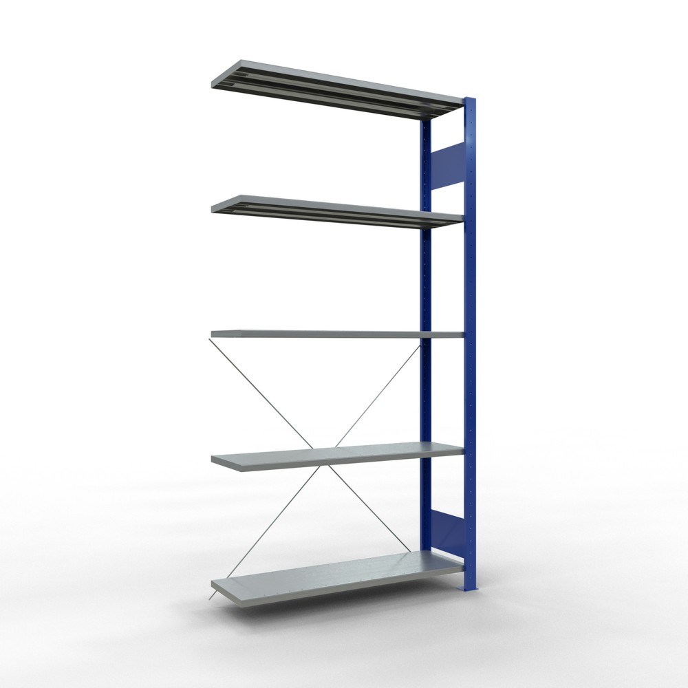 Imagen del producto: Estantería de cargas pequeñas SCHULTE con sistema de encajado, módulo adicional, carga por estante de 150 kg, azul genciana/ galvanizada, Al x An x F 2.000 x 1.000 x 300 mm