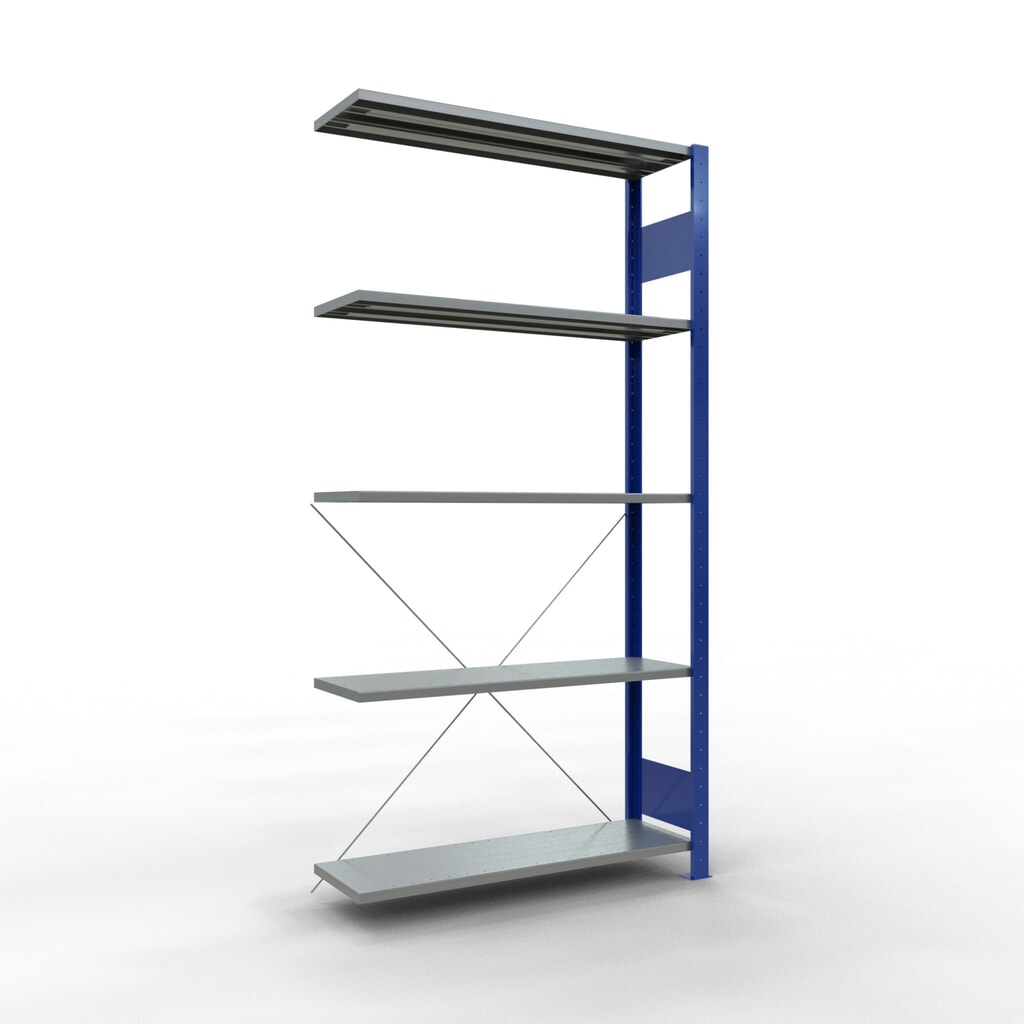 Estantería de cargas pequeñas SCHULTE con sistema de encajado, módulo adicional, carga por estante de 150 kg, azul genciana/ galvanizada, Al x An x F 2.000 x 1.000 x 300 mm Imagen del producto: Estantería de cargas pequeñas SCHULTE con sistema de encajado, módulo adicional, carga por estante de 150 kg, azul genciana/ galvanizada, Al x An x F 2.000 x 1.000 x 300 mm
