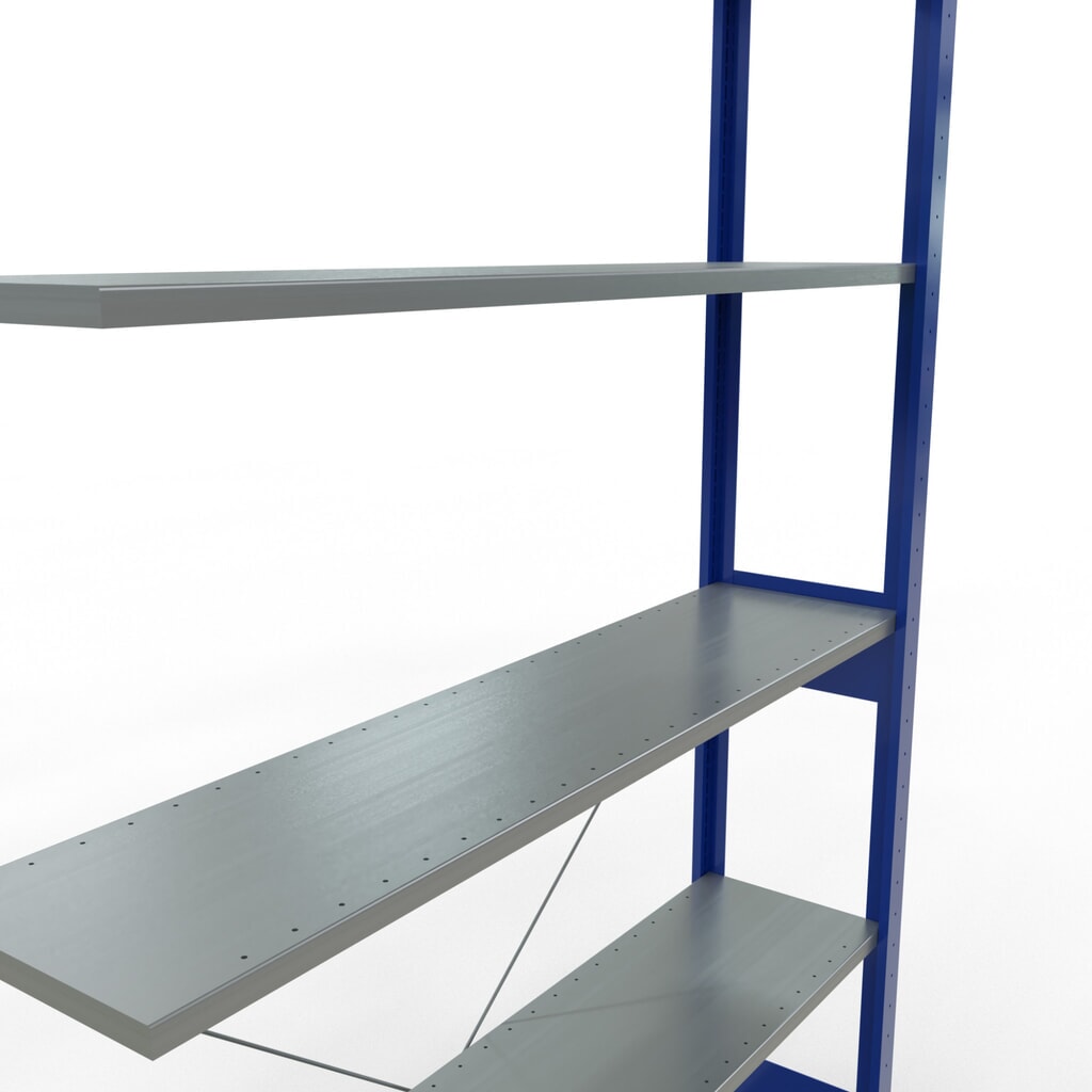 estantería SCHULTE sistema de encajado|sistema de ensamblajes módulo adicional carga estantería de cargas pequeñas 150 kg Genciana Azul/Galvanizado H x An x F 2.500 x 1.300 x 300 mm Número de imagen del producto 5: estantería SCHULTE sistema de encajado|sistema de ensamblajes módulo adicional carga estantería de cargas pequeñas 150 kg Genciana Azul/Galvanizado H x An x F 2.500 x 1.300 x 300 mm