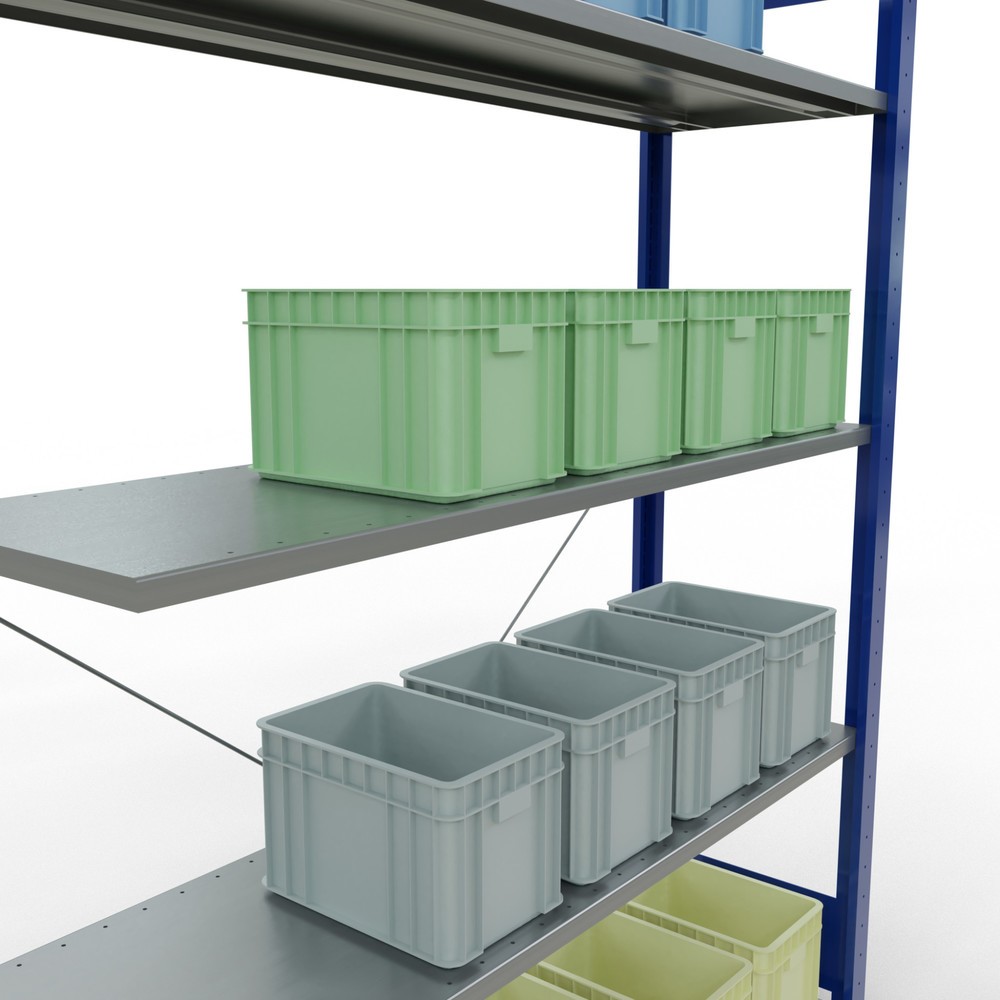 Número de imagen del producto 4: estantería SCHULTE sistema de encajado|sistema de ensamblajes, módulo adicional, carga de estantería de cargas pequeñas 150 kg, azul genciana galvanizado, alto H x An x F 2.000 x 1.300 x 400 mm