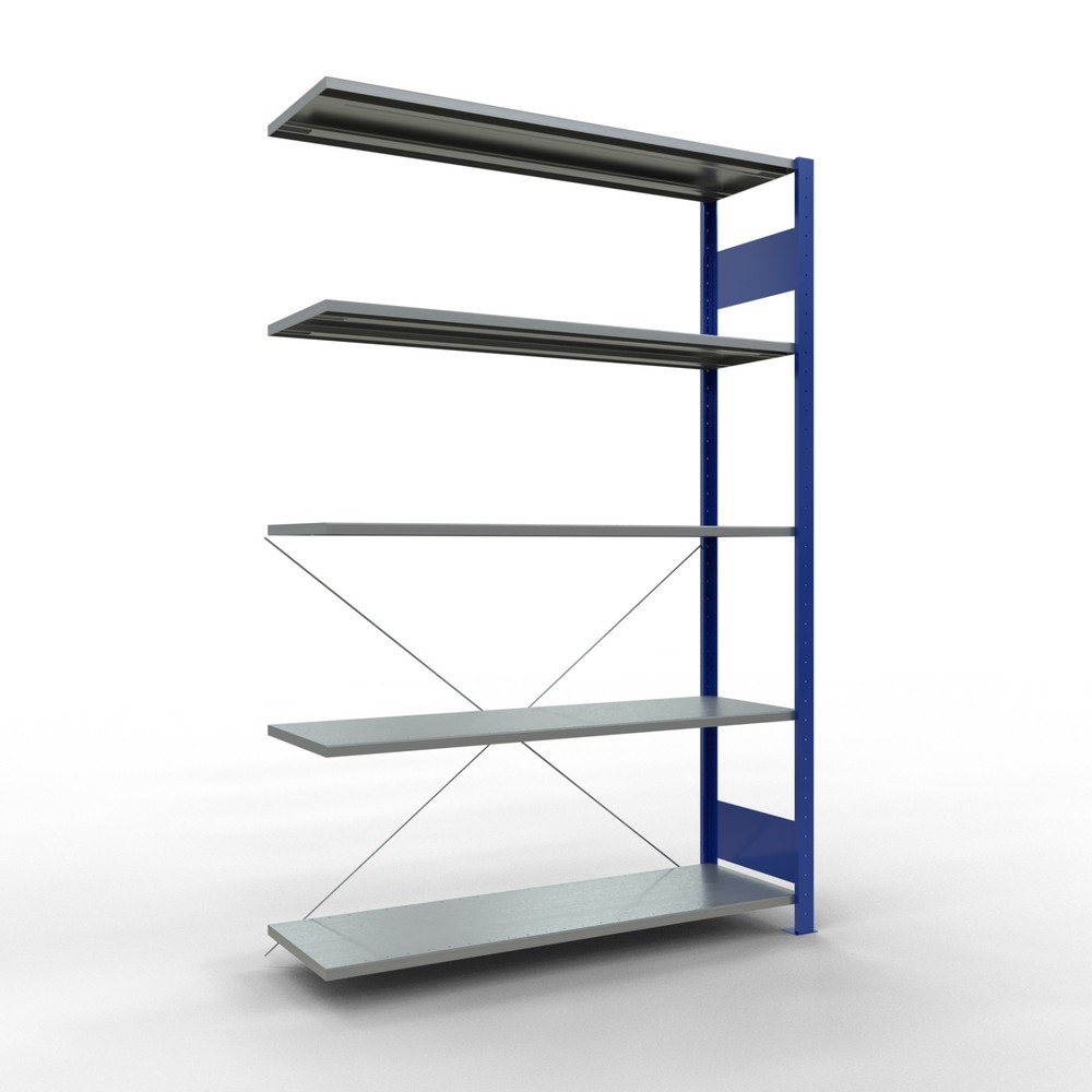 Imagen del producto: estantería SCHULTE sistema de encajado|sistema de ensamblajes, módulo adicional, carga de estantería de cargas pequeñas 150 kg, azul genciana galvanizado, alto H x An x F 2.000 x 1.300 x 400 mm