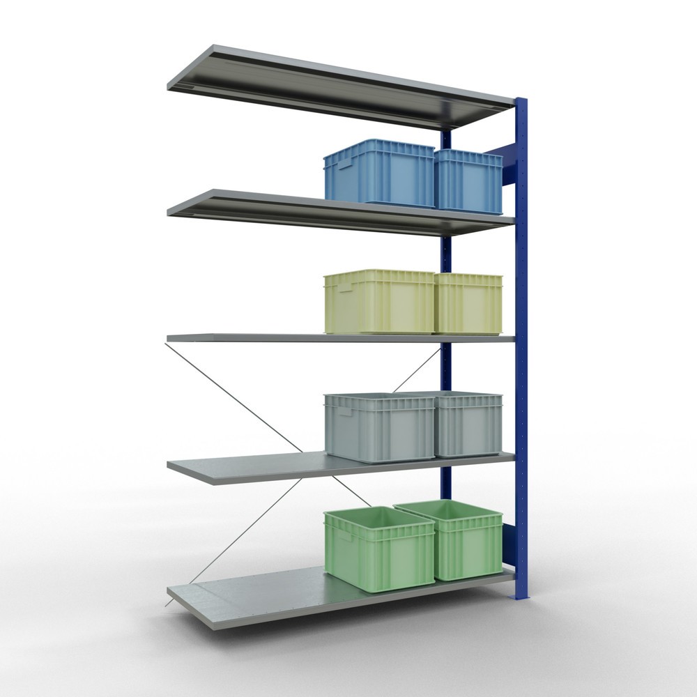 Número de imagen del producto 3: estantería SCHULTE sistema de encajado|sistema de ensamblajes, módulo adicional, carga del estantería de cargas pequeñas 150 kg, azul genciana galvanizado, alto H x An x F 2.000 x 1.300 x 500 mm