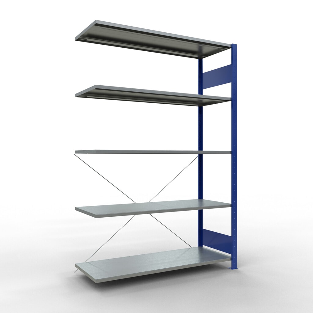 estantería SCHULTE sistema de encajado|sistema de ensamblajes, módulo adicional, carga del estantería de cargas pequeñas 150 kg, azul genciana galvanizado, alto H x An x F 2.000 x 1.300 x 500 mm Imagen del producto: estantería SCHULTE sistema de encajado|sistema de ensamblajes, módulo adicional, carga del estantería de cargas pequeñas 150 kg, azul genciana galvanizado, alto H x An x F 2.000 x 1.300 x 500 mm