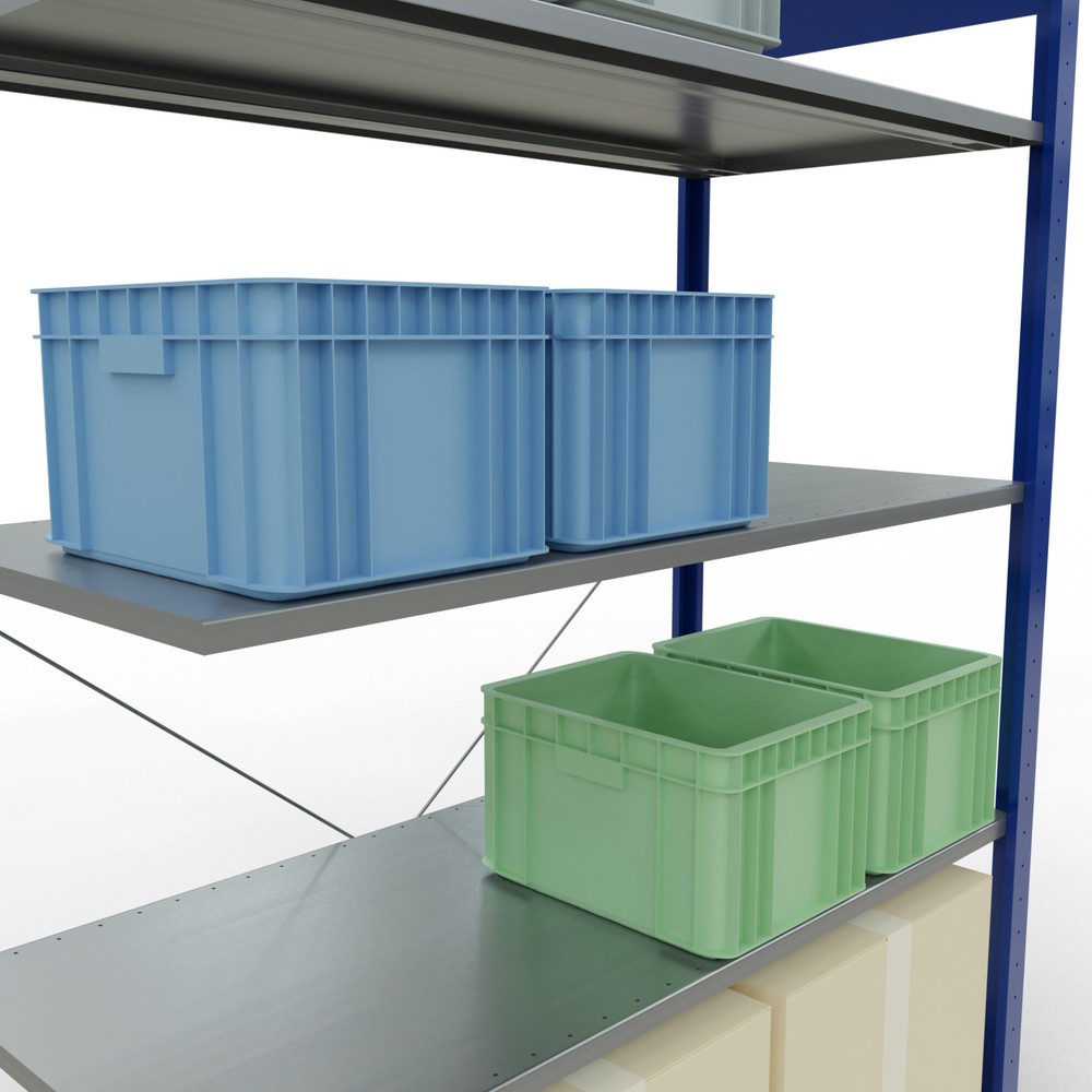 Número de imagen del producto 4: Estantería de cargas pequeñas SCHULTE con sistema de encajado, módulo adicional, carga por estante de 150 kg, azul genciana/ galvanizada, Al x An x F 2.000 x 1.300 x 600 mm
