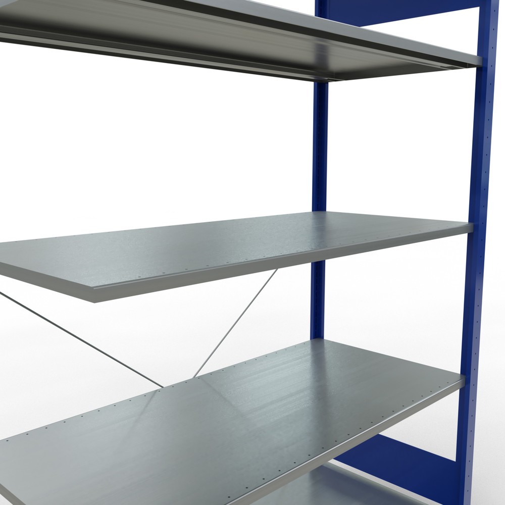 Número de imagen del producto 5: Estantería de cargas pequeñas SCHULTE con sistema de encajado, módulo adicional, carga por estante de 150 kg, azul genciana/ galvanizada, Al x An x F 2.000 x 1.300 x 600 mm