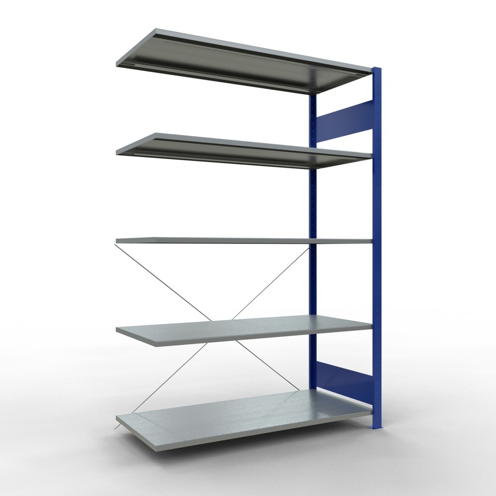 Imagen del producto: Estantería de cargas pequeñas SCHULTE con sistema de encajado, módulo adicional, carga por estante de 150 kg, azul genciana/ galvanizada, Al x An x F 2.000 x 1.300 x 600 mm