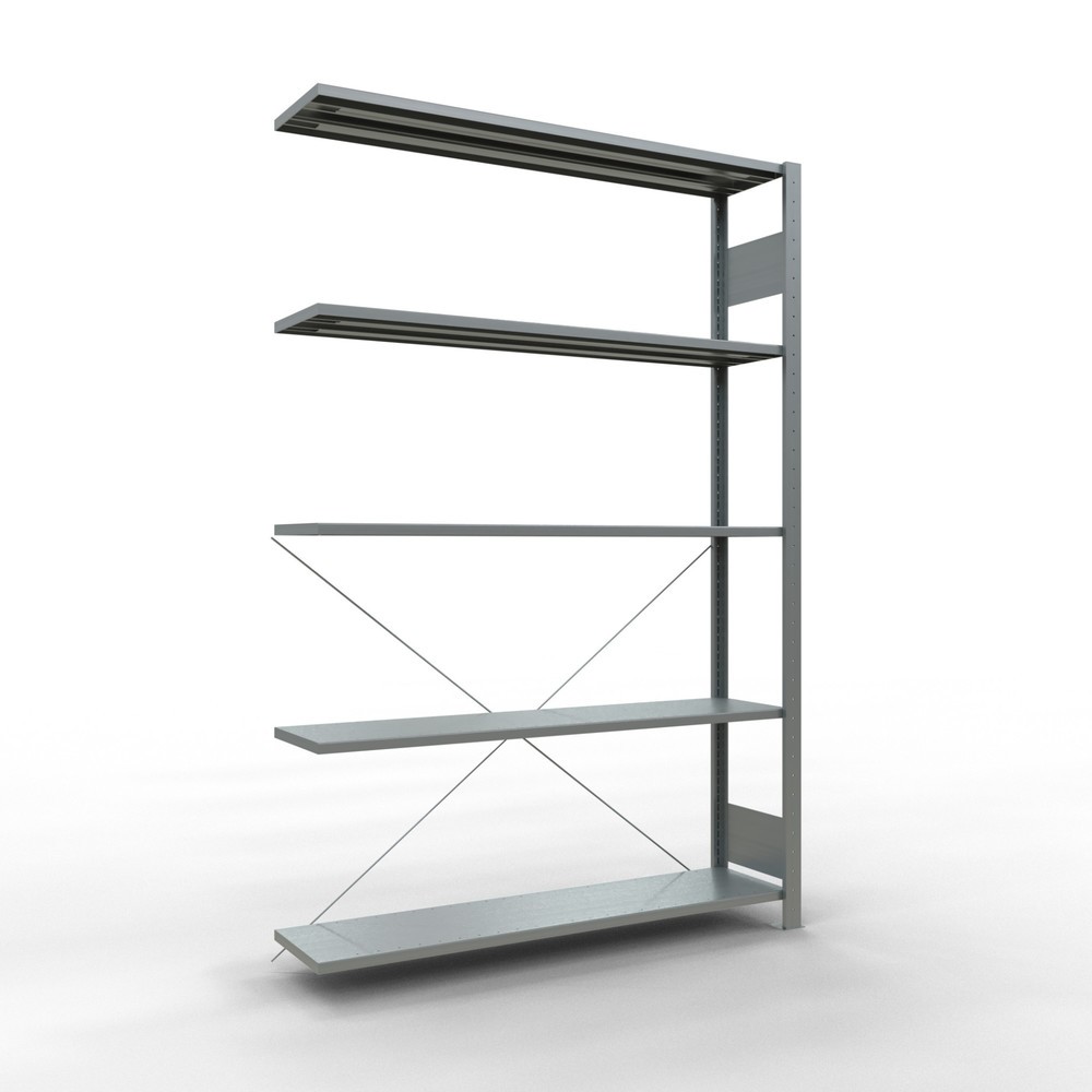 Imagen del producto: Estantería de cargas pequeñas SCHULTE con sistema de encajado, módulo adicional, carga por estante de 150 kg, galvanizada, Al x An x F 2.000 x 1.300 x 300 mm