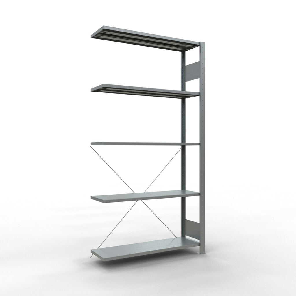 Estantería de cargas pequeñas SCHULTE con sistema de encajado, módulo adicional, carga por estante de 150 kg, galvanizada, Al x An x F 2.000 x 1.000 x 300 mm Imagen del producto: Estantería de cargas pequeñas SCHULTE con sistema de encajado, módulo adicional, carga por estante de 150 kg, galvanizada, Al x An x F 2.000 x 1.000 x 300 mm