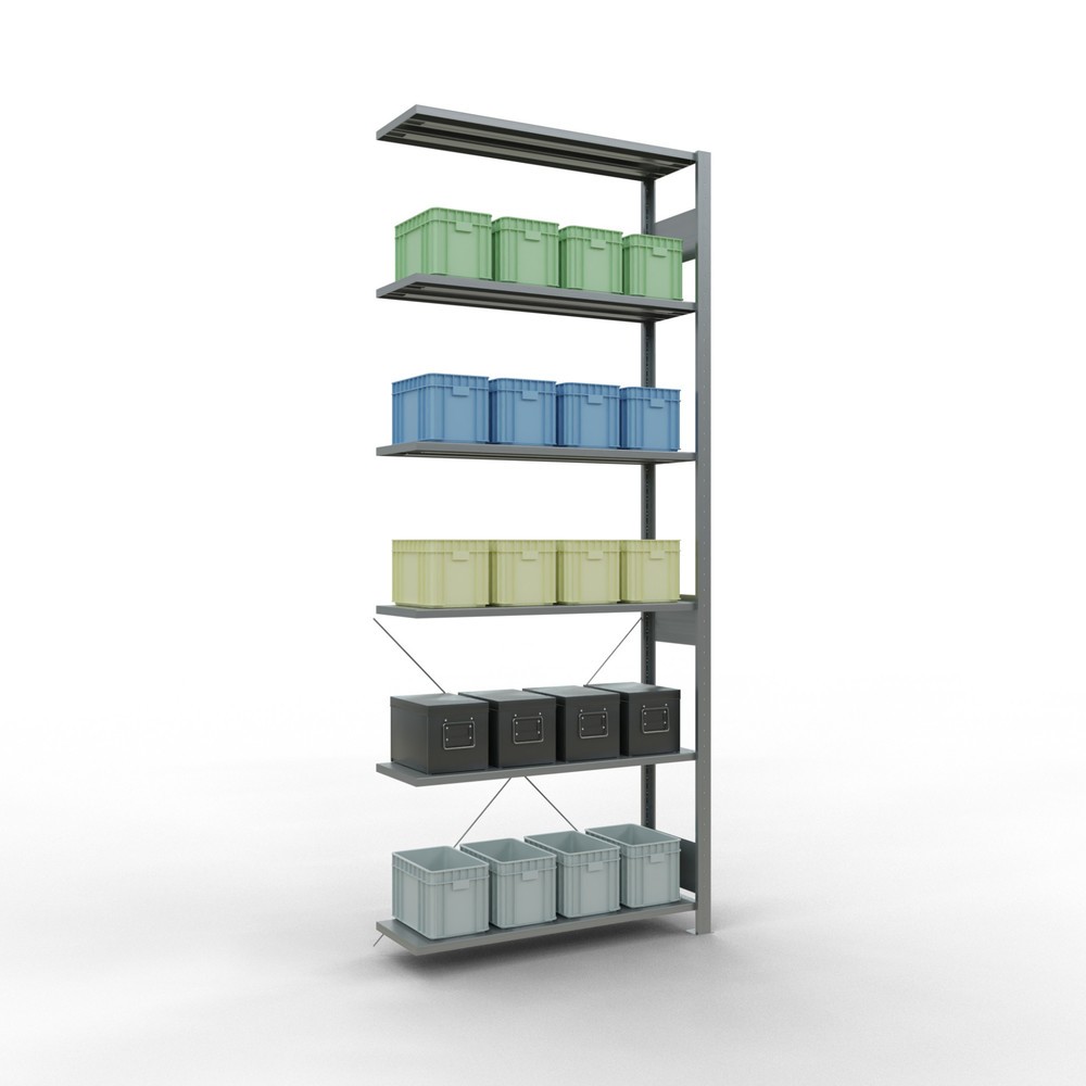 Número de imagen del producto 3: Estantería de cargas pequeñas SCHULTE con sistema de encajado, módulo adicional, carga por estante de 150 kg, galvanizada, Al x An x F 2.500 x 1.000 x 300 mm