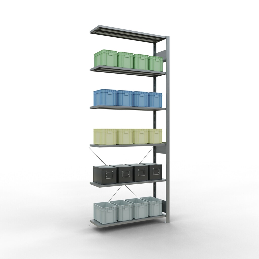 Estantería de cargas pequeñas SCHULTE con sistema de encajado, módulo adicional, carga por estante de 150 kg, galvanizada, Al x An x F 2.500 x 1.000 x 300 mm Número de imagen del producto 3: Estantería de cargas pequeñas SCHULTE con sistema de encajado, módulo adicional, carga por estante de 150 kg, galvanizada, Al x An x F 2.500 x 1.000 x 300 mm