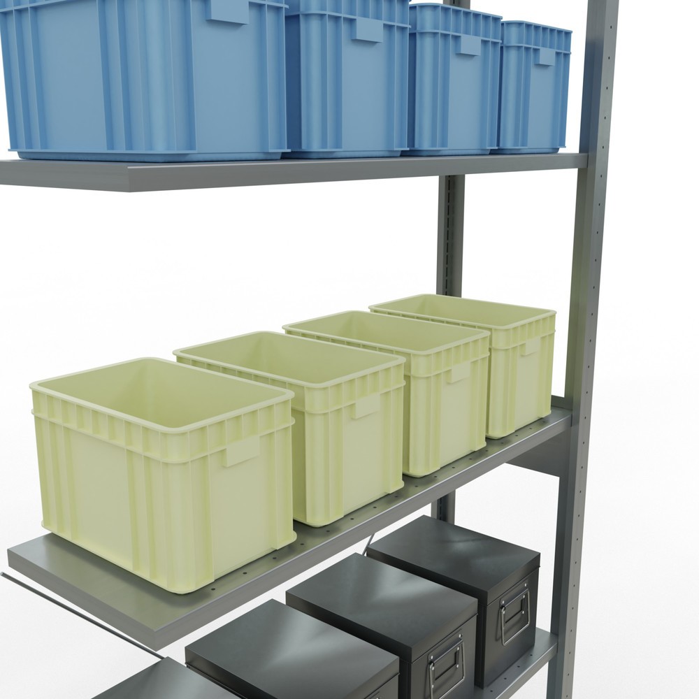 Número de imagen del producto 4: Estantería de cargas pequeñas SCHULTE con sistema de encajado, módulo adicional, carga por estante de 150 kg, galvanizada, Al x An x F 2.500 x 1.000 x 300 mm