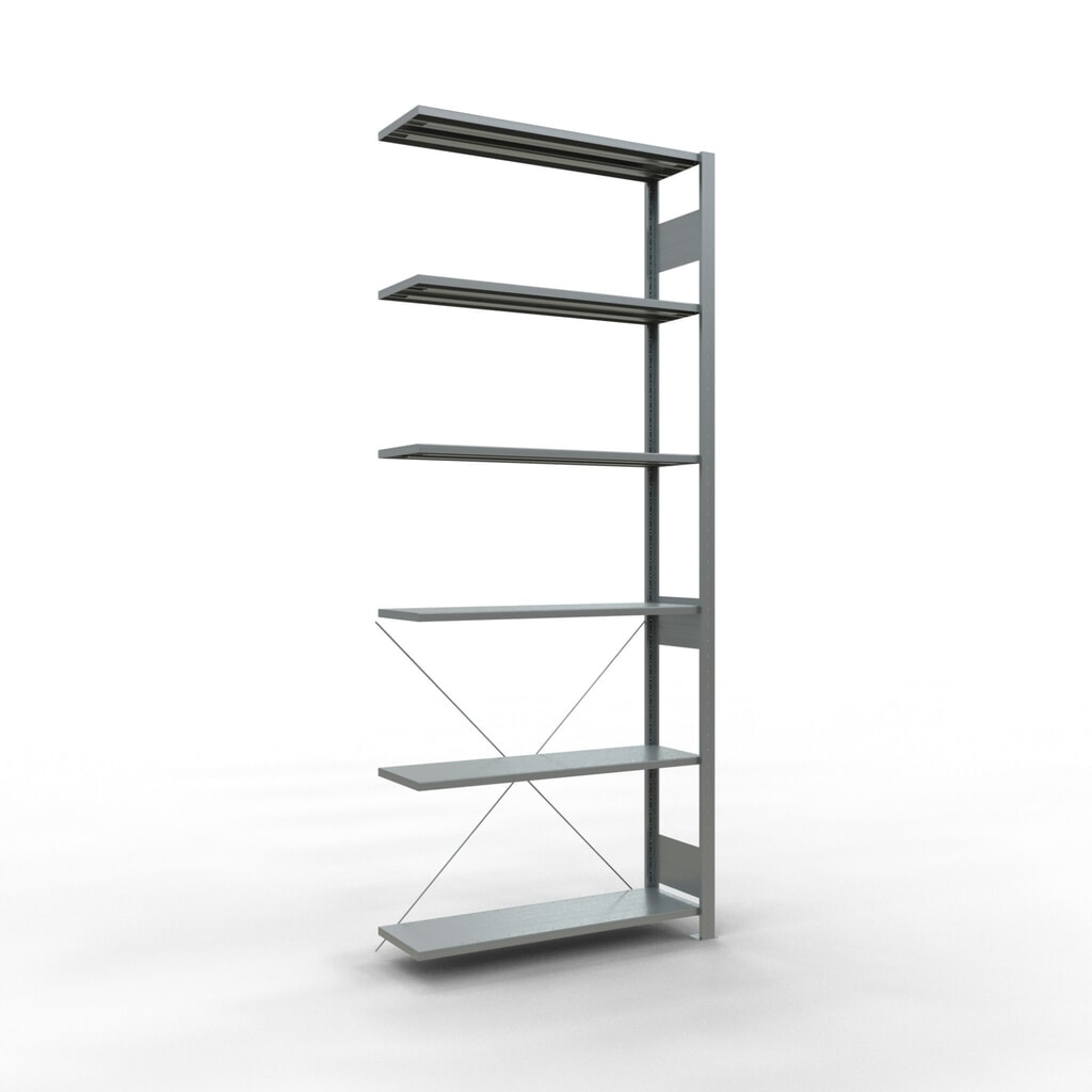 Imagen del producto: Estantería de cargas pequeñas SCHULTE con sistema de encajado, módulo adicional, carga por estante de 150 kg, galvanizada, Al x An x F 2.500 x 1.000 x 300 mm