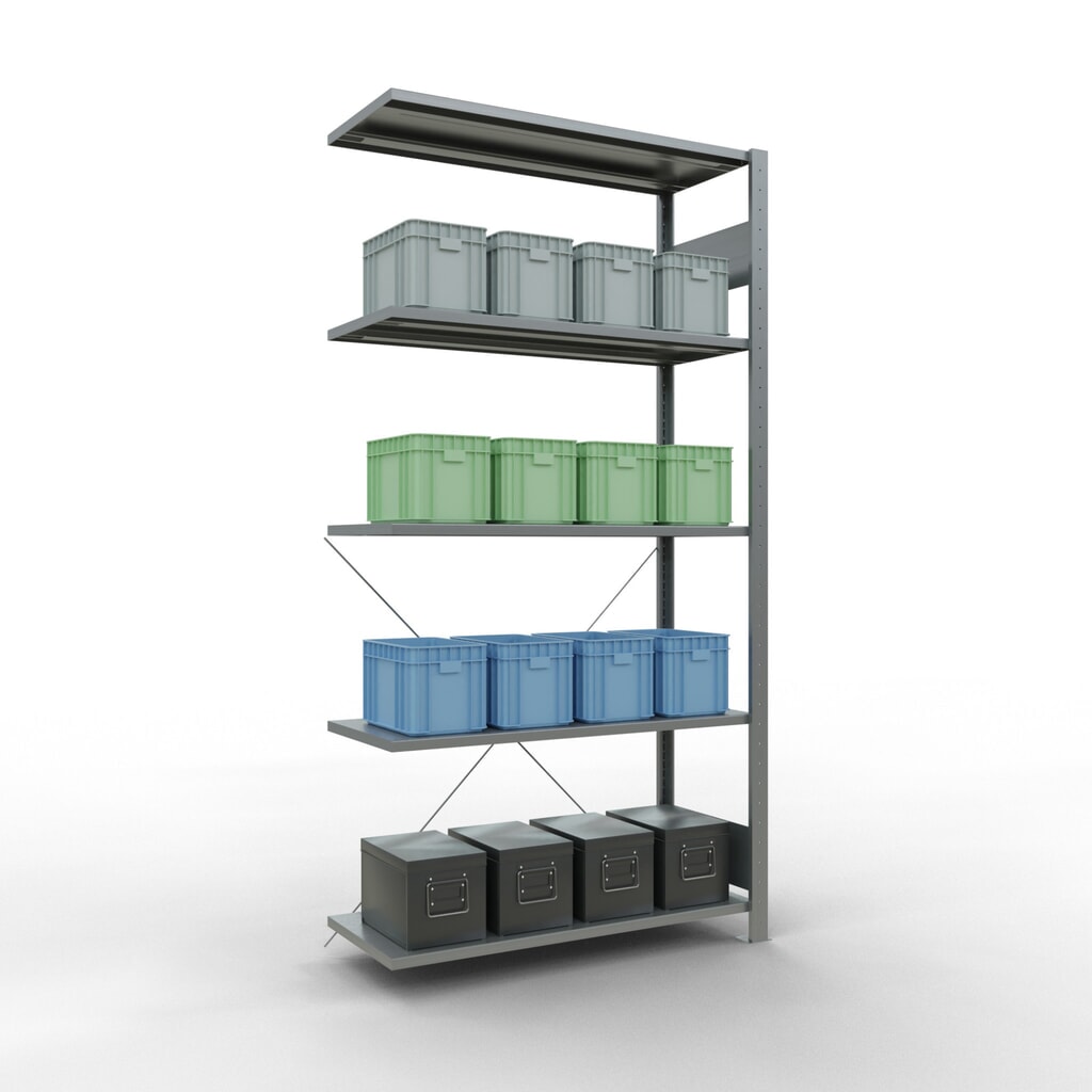 Estantería de cargas pequeñas SCHULTE con sistema de encajado, módulo adicional, carga por estante de 150 kg, galvanizada, Al x An x F 2.000 x 1.000 x 400 mm Número de imagen del producto 3: Estantería de cargas pequeñas SCHULTE con sistema de encajado, módulo adicional, carga por estante de 150 kg, galvanizada, Al x An x F 2.000 x 1.000 x 400 mm