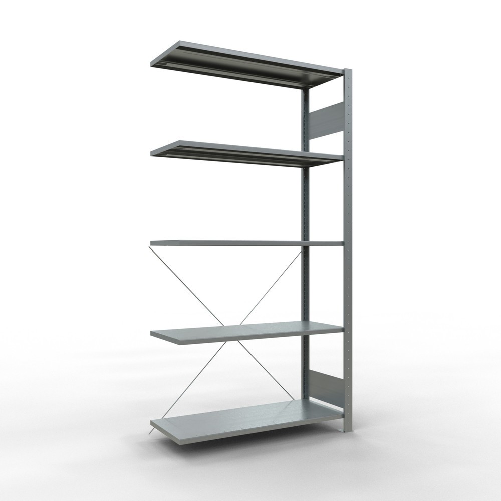 Imagen del producto: Estantería de cargas pequeñas SCHULTE con sistema de encajado, módulo adicional, carga por estante de 150 kg, galvanizada, Al x An x F 2.000 x 1.000 x 400 mm