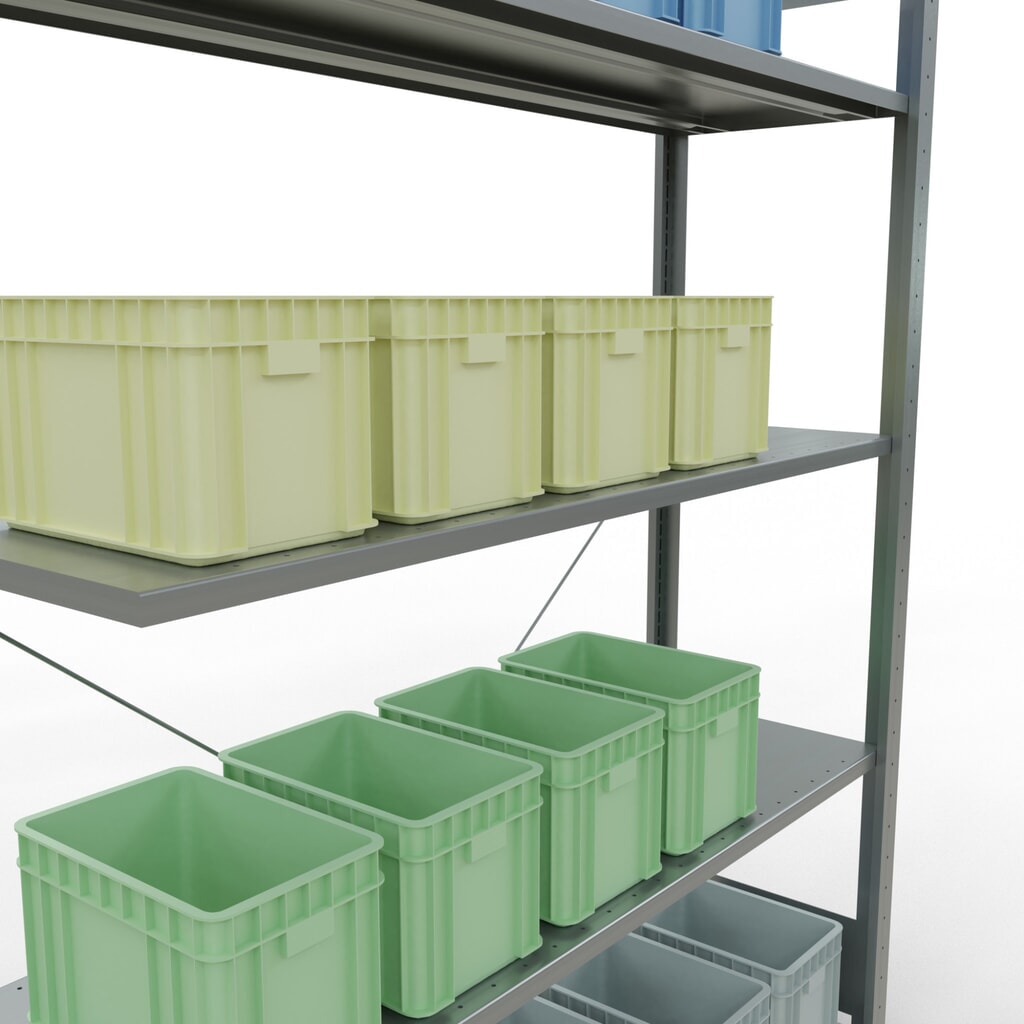 Estantería de cargas pequeñas SCHULTE con sistema de encajado, módulo adicional, carga por estante de 150 kg, galvanizada, Al x An x F 2.000 x 1.300 x 400 mm Número de imagen del producto 4: Estantería de cargas pequeñas SCHULTE con sistema de encajado, módulo adicional, carga por estante de 150 kg, galvanizada, Al x An x F 2.000 x 1.300 x 400 mm