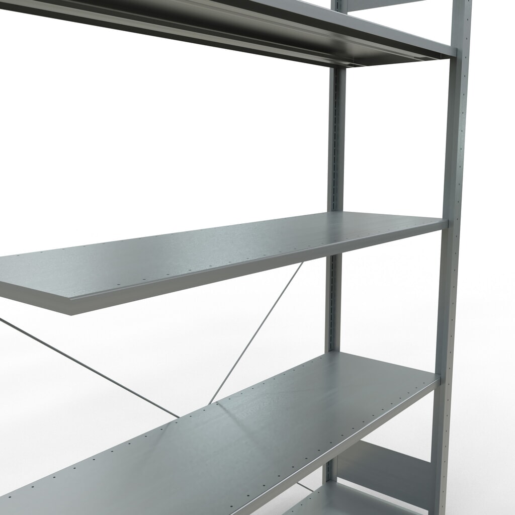 Número de imagen del producto 5: Estantería de cargas pequeñas SCHULTE con sistema de encajado, módulo adicional, carga por estante de 150 kg, galvanizada, Al x An x F 2.000 x 1.300 x 400 mm