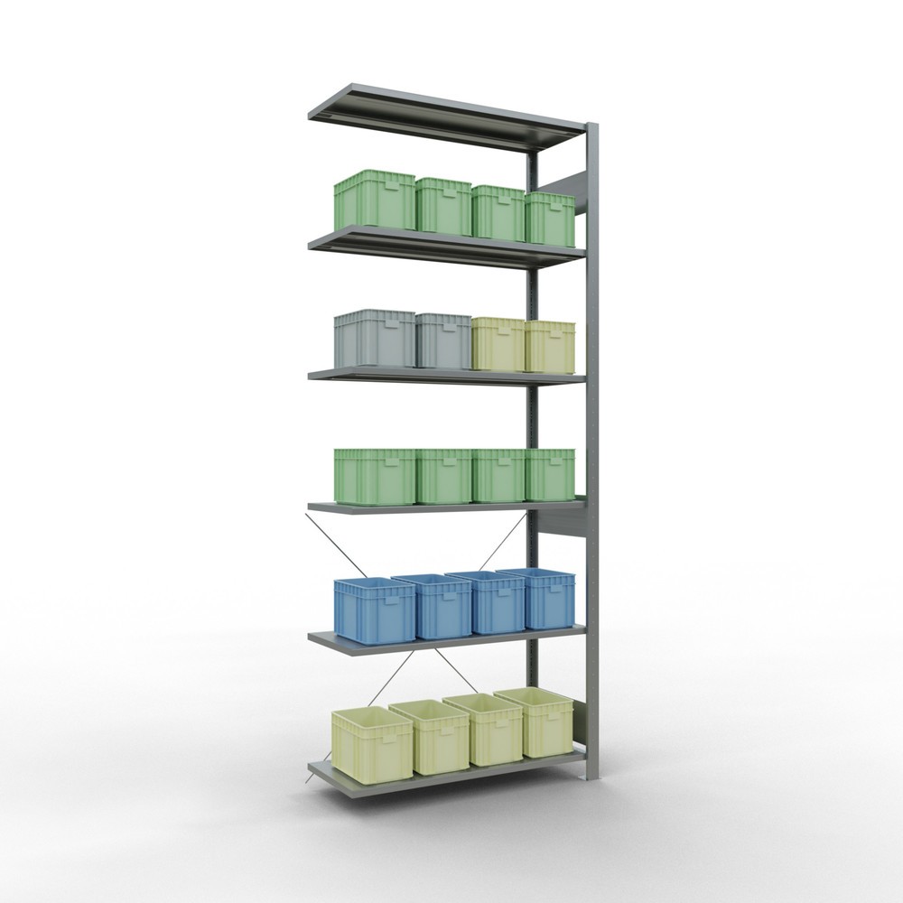Número de imagen del producto 3: Estantería de cargas pequeñas SCHULTE con sistema de encajado, módulo adicional, carga por estante de 150 kg, galvanizada, Al x An x F 2.500 x 1.000 x 400 mm