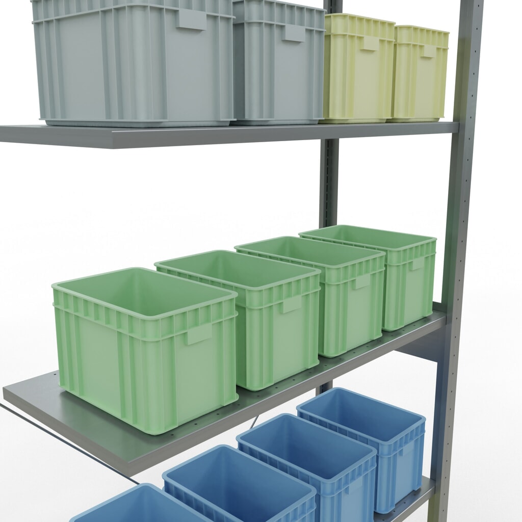 Número de imagen del producto 4: Estantería de cargas pequeñas SCHULTE con sistema de encajado, módulo adicional, carga por estante de 150 kg, galvanizada, Al x An x F 2.500 x 1.000 x 400 mm