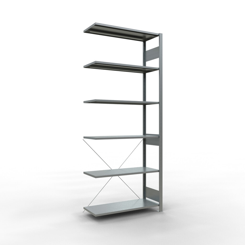 Imagen del producto: Estantería de cargas pequeñas SCHULTE con sistema de encajado, módulo adicional, carga por estante de 150 kg, galvanizada, Al x An x F 2.500 x 1.000 x 400 mm