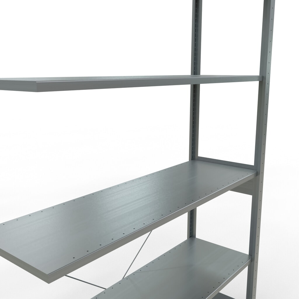 estantería SCHULTE sistema de encajado|sistema de ensamblajes módulo adicional carga estantería de cargas pequeñas 150 kg galvanizado alto H x An x F 2.500 x 1.300 x 400 mm Número de imagen del producto 5: estantería SCHULTE sistema de encajado|sistema de ensamblajes módulo adicional carga estantería de cargas pequeñas 150 kg galvanizado alto H x An x F 2.500 x 1.300 x 400 mm