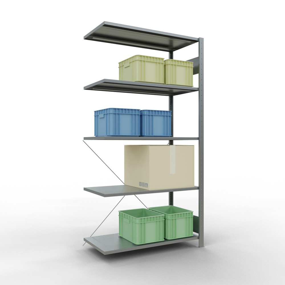 Número de imagen del producto 3: Estantería de cargas pequeñas SCHULTE con sistema de encajado, módulo adicional, carga por estante de 150 kg, galvanizada, Al x An x F 2.000 x 1.000 x 500 mm