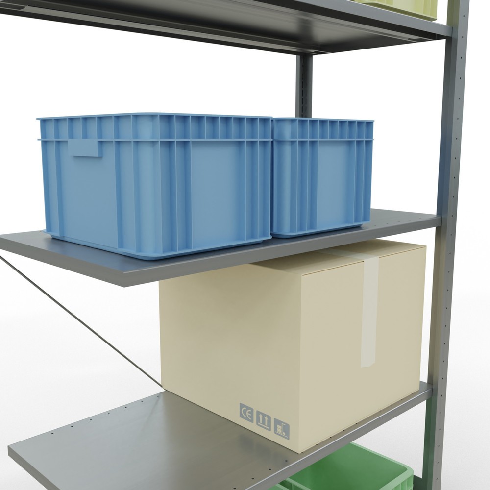 Número de imagen del producto 4: Estantería de cargas pequeñas SCHULTE con sistema de encajado, módulo adicional, carga por estante de 150 kg, galvanizada, Al x An x F 2.000 x 1.000 x 500 mm