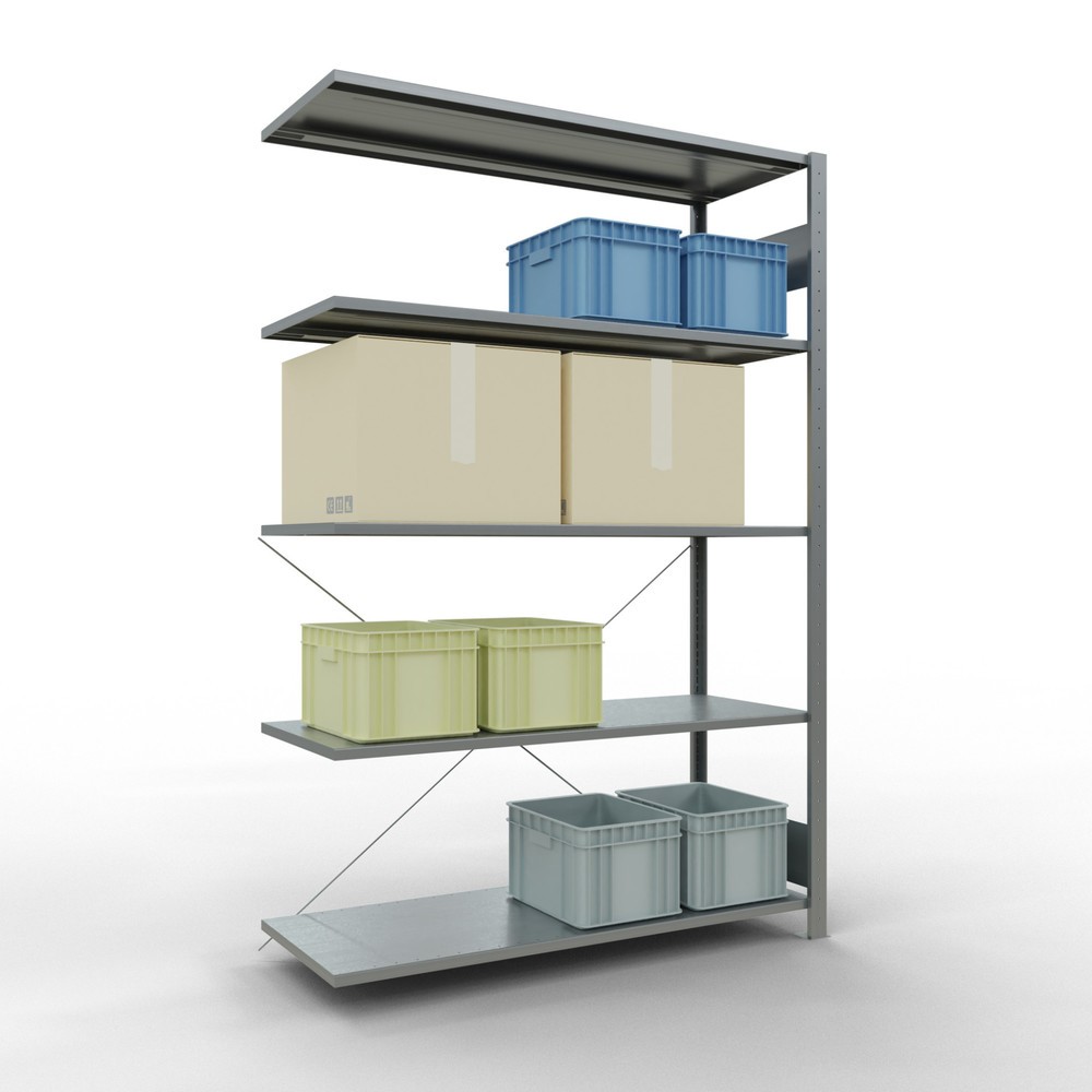 Número de imagen del producto 3: Estantería de cargas pequeñas SCHULTE con sistema de encajado, módulo adicional, carga por estante de 150 kg, galvanizada, Al x An x F 2.000 x 1.300 x 500 mm