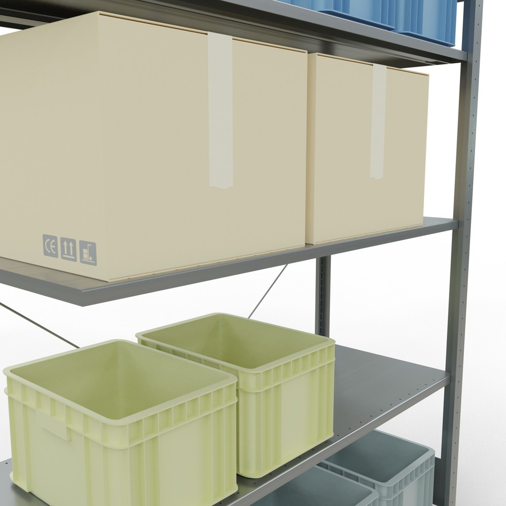 Número de imagen del producto 4: Estantería de cargas pequeñas SCHULTE con sistema de encajado, módulo adicional, carga por estante de 150 kg, galvanizada, Al x An x F 2.000 x 1.300 x 500 mm