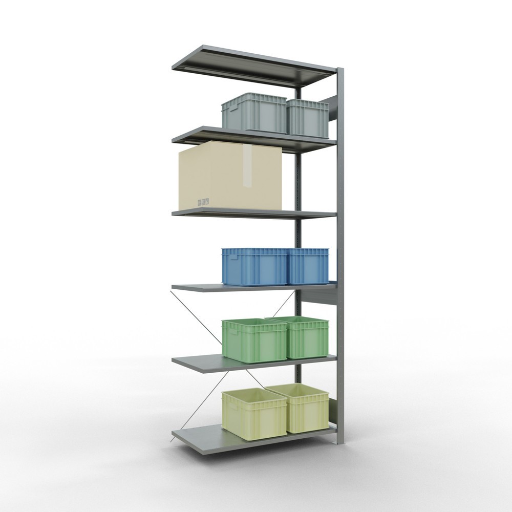 Número de imagen del producto 3: Estantería de cargas pequeñas SCHULTE con sistema de encajado, módulo adicional, carga por estante de 150 kg, galvanizada, Al x An x F 2.500 x 1.000 x 500 mm
