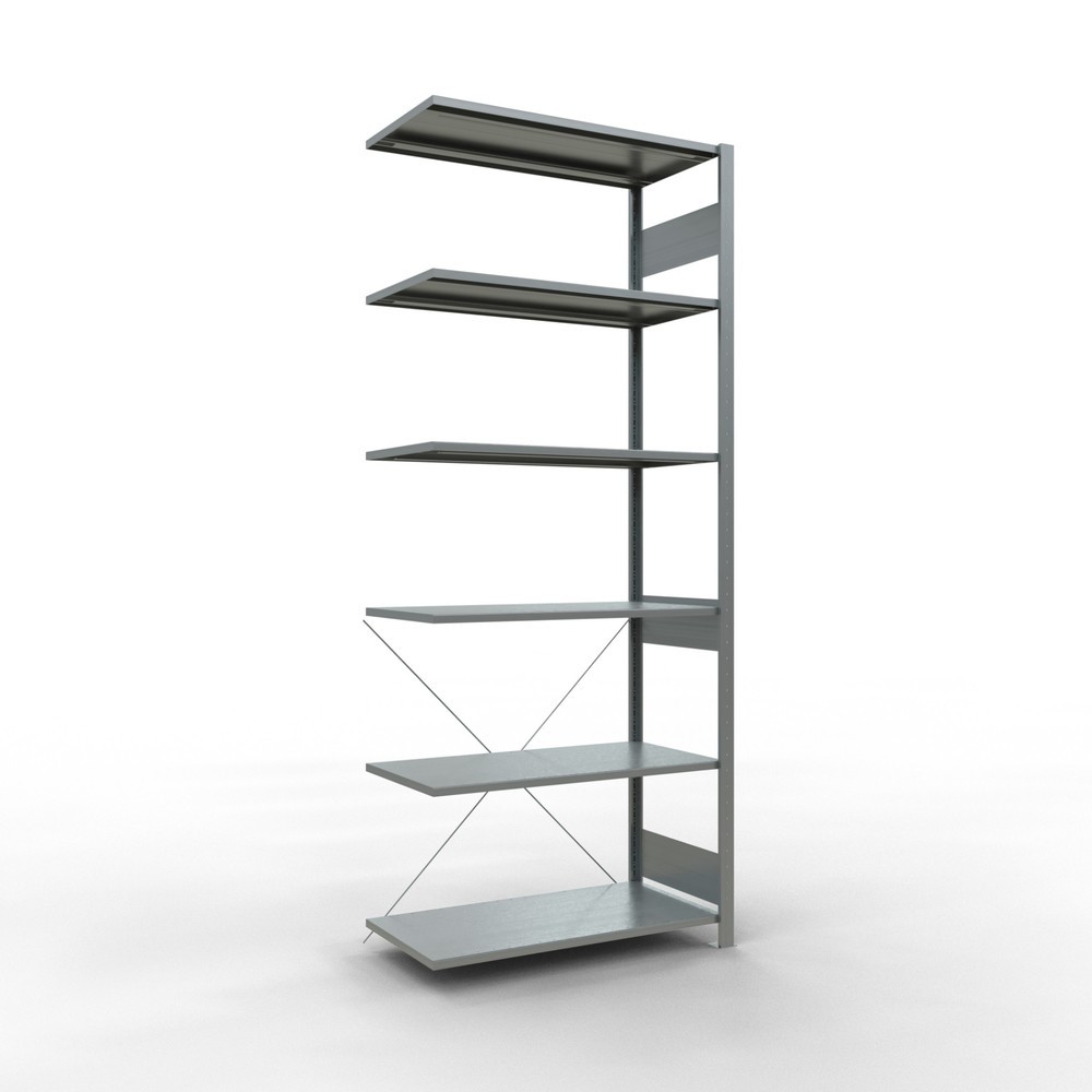 Imagen del producto: Estantería de cargas pequeñas SCHULTE con sistema de encajado, módulo adicional, carga por estante de 150 kg, galvanizada, Al x An x F 2.500 x 1.000 x 500 mm
