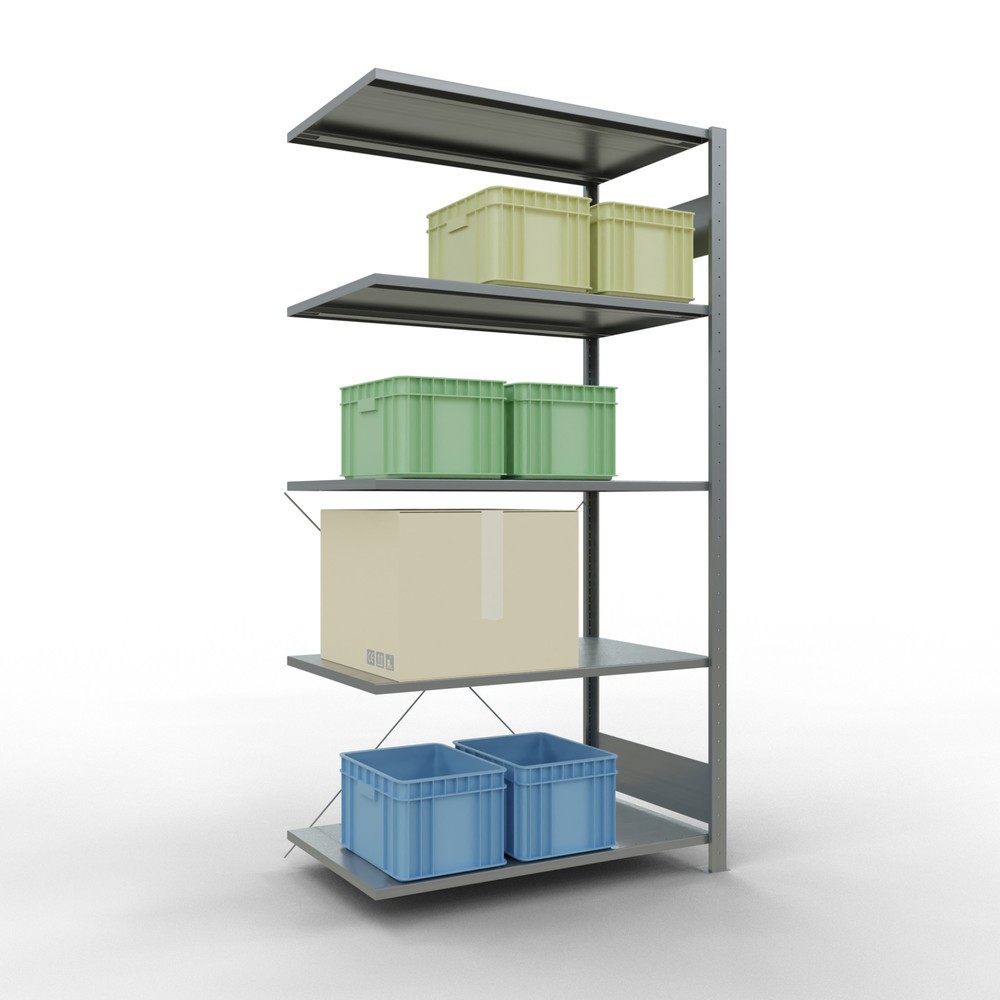 Número de imagen del producto 3: Estantería de cargas pequeñas SCHULTE con sistema de encajado, módulo adicional, carga por estante de 150 kg, galvanizada, Al x An x F 2.000 x 1.000 x 600 mm