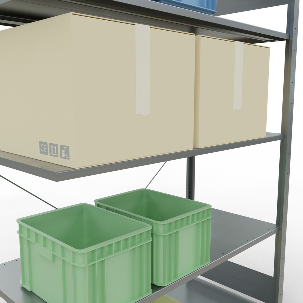 Número de imagen del producto 4: Estantería de cargas pequeñas SCHULTE con sistema de encajado, módulo adicional, carga por estante de 150 kg, galvanizada, Al x An x F 2.000 x 1.300 x 600 mm