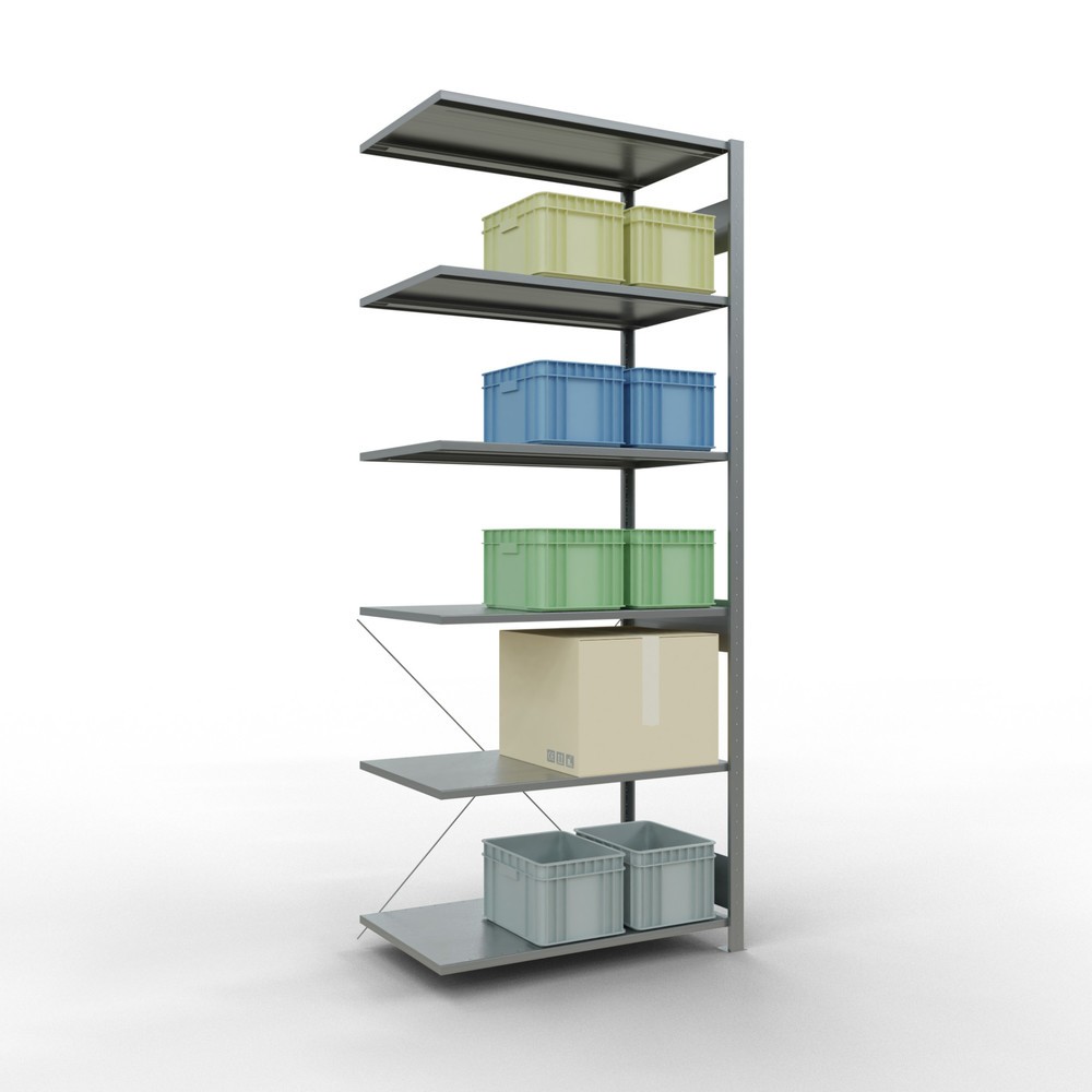 Número de imagen del producto 3: Estantería de cargas pequeñas SCHULTE con sistema de encajado, módulo adicional, carga por estante de 150 kg, galvanizada, Al x An x F 2.500 x 1.000 x 600 mm