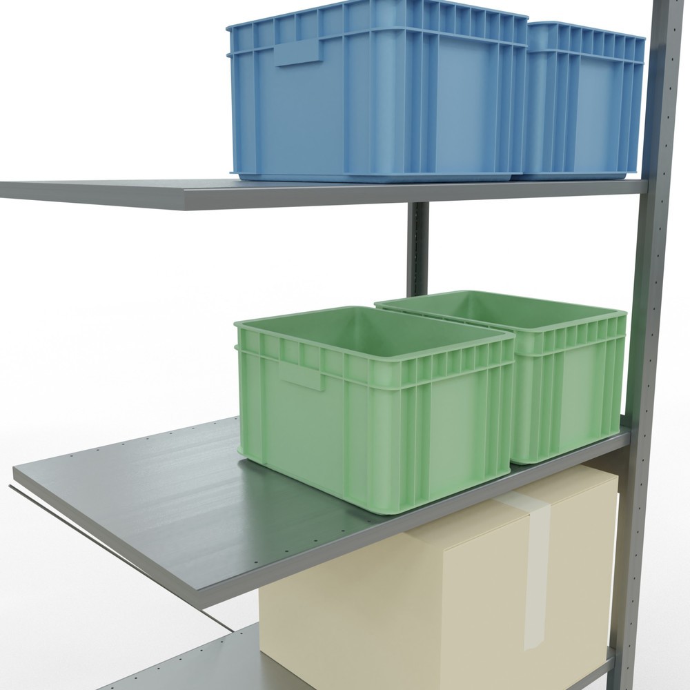 Número de imagen del producto 4: Estantería de cargas pequeñas SCHULTE con sistema de encajado, módulo adicional, carga por estante de 150 kg, galvanizada, Al x An x F 2.500 x 1.000 x 600 mm