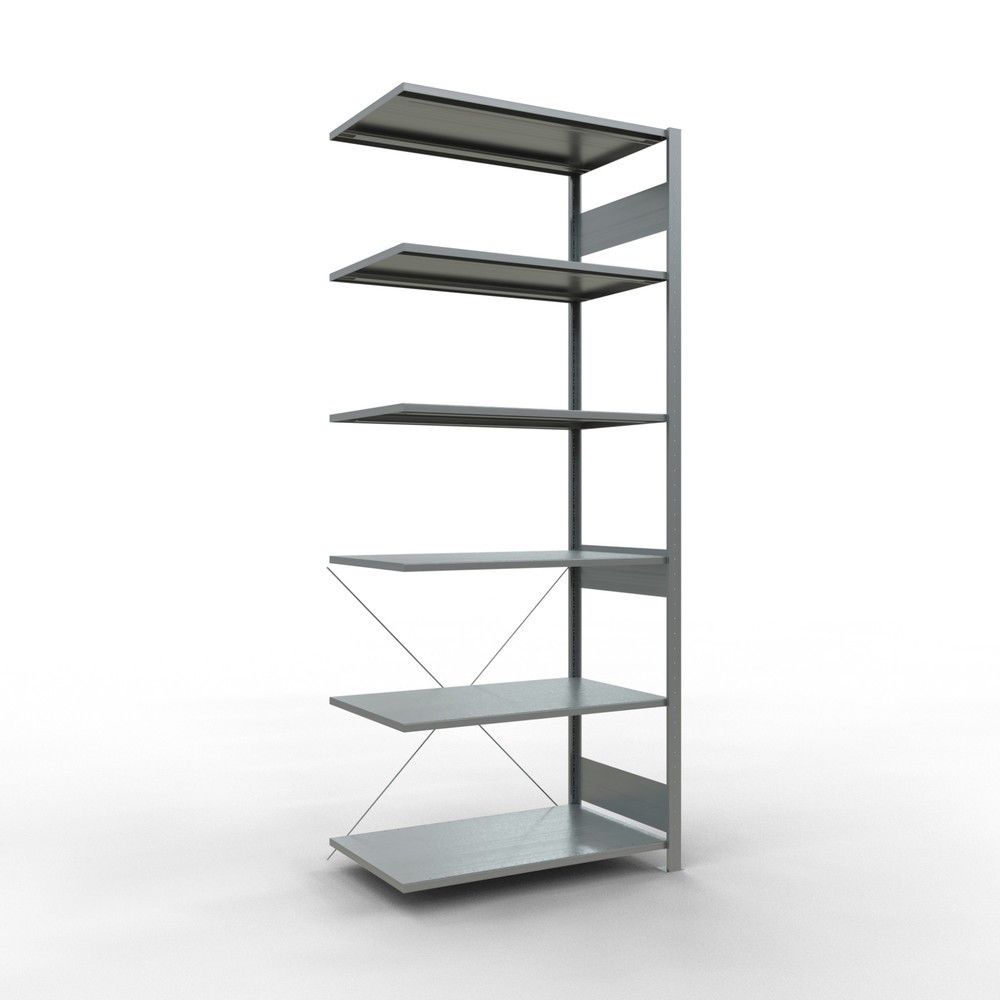 Imagen del producto: Estantería de cargas pequeñas SCHULTE con sistema de encajado, módulo adicional, carga por estante de 150 kg, galvanizada, Al x An x F 2.500 x 1.000 x 600 mm