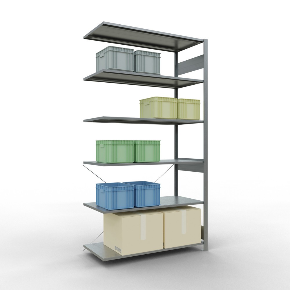 Número de imagen del producto 3: Estantería de cargas pequeñas SCHULTE con sistema de encajado, módulo adicional, carga por estante de 150 kg, galvanizada, Al x An x F 2.500 x 1.300 x 600 mm