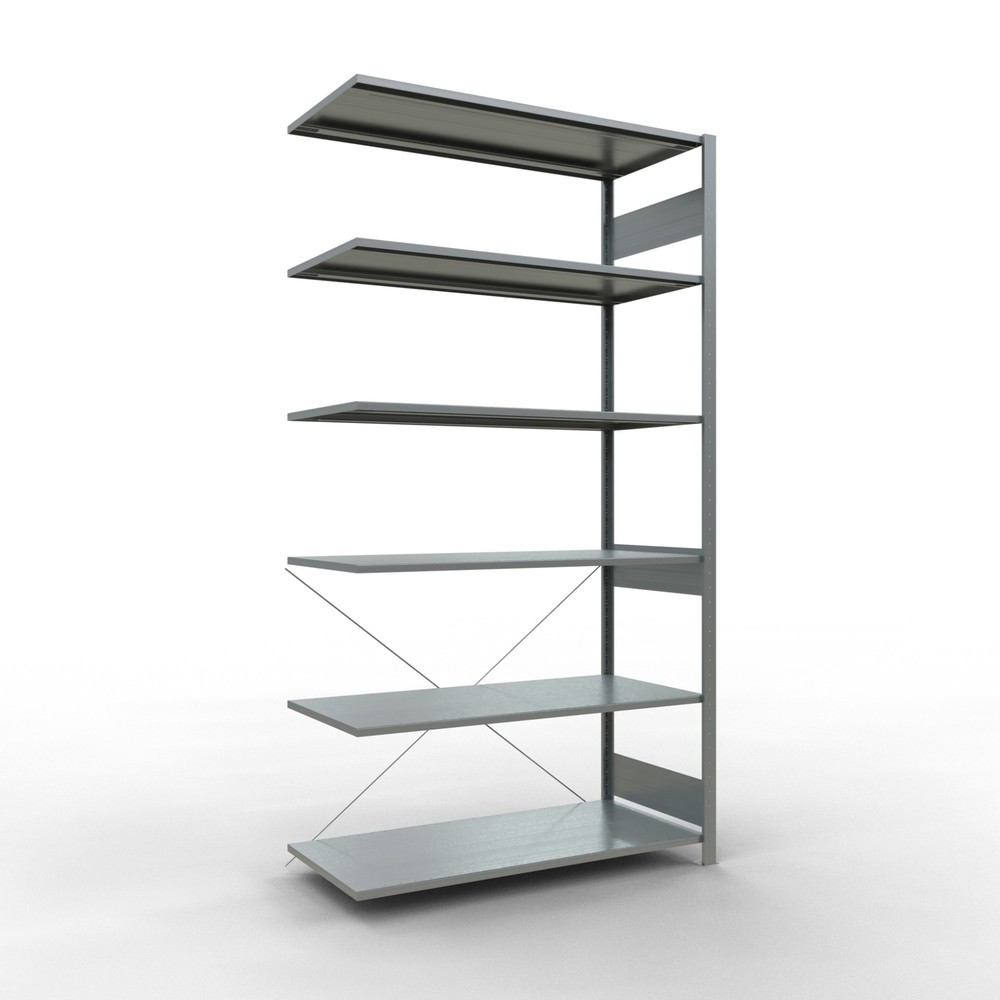 Número de imagen del producto 1: Estantería de cargas pequeñas SCHULTE con sistema de encajado, módulo adicional, carga por estante de 150 kg, galvanizada, Al x An x F 2.500 x 1.300 x 600 mm