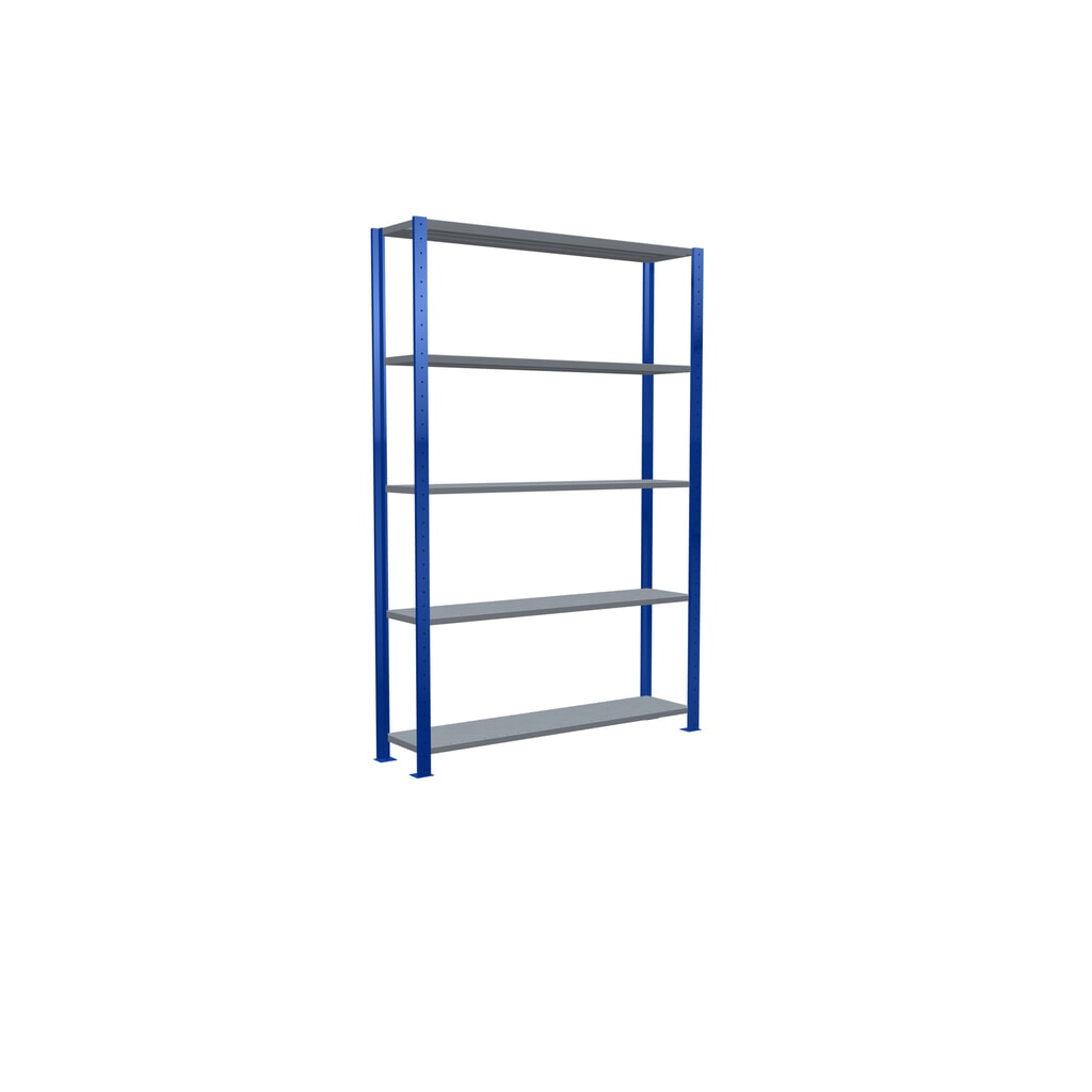 Estantería de cargas pequeñas SCHULTE azul genciana/galvanizada con 5 estantes de chapa de acero, carga por estante 150 kg, HxAxF 2.000 x 1.360 x 336 mm Número de imagen del producto 5: Estantería de cargas pequeñas SCHULTE azul genciana/galvanizada con 5 estantes de chapa de acero, carga por estante 150 kg, HxAxF 2.000 x 1.360 x 336 mm