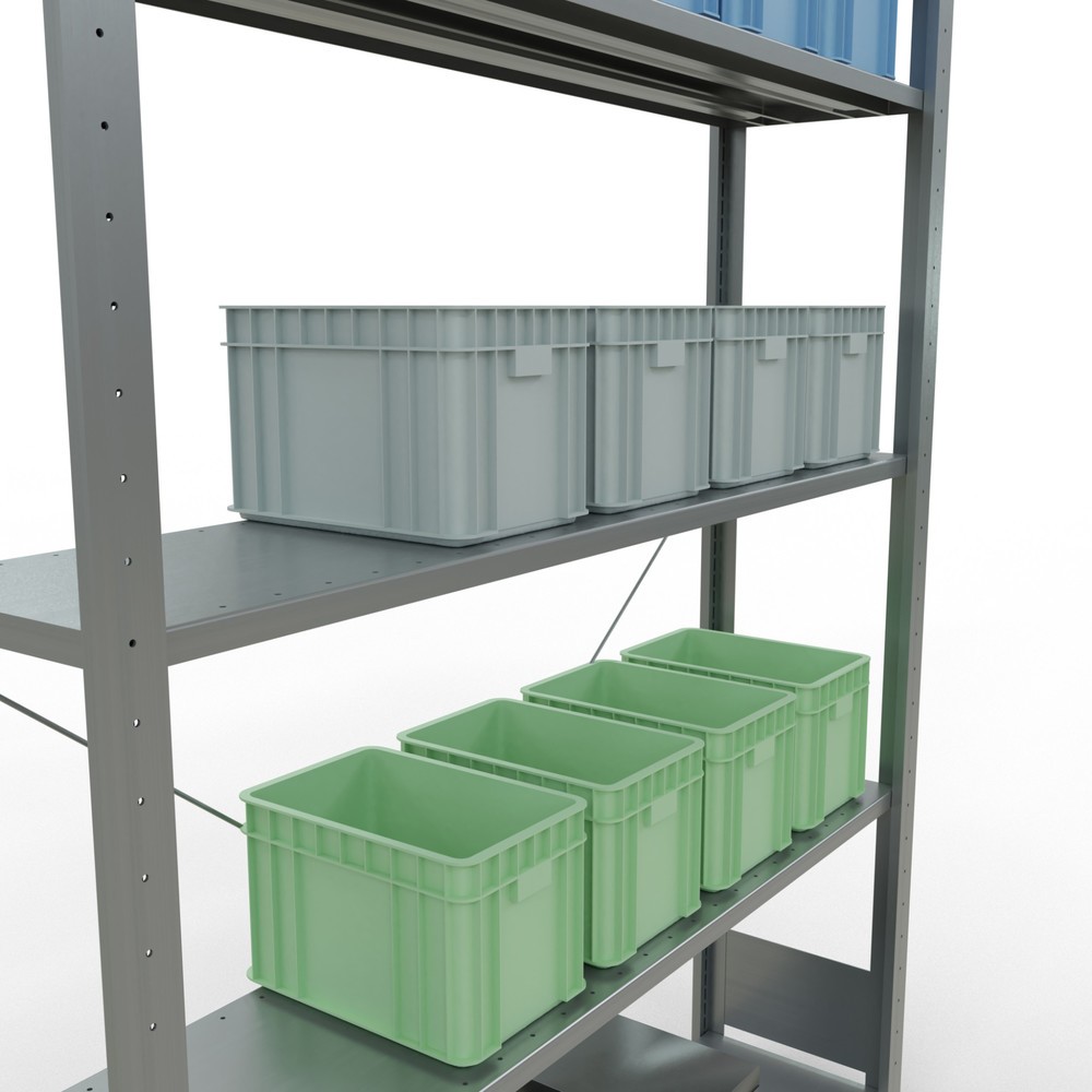 Número de imagen del producto 3: Estantería de cargas pequeñas SCHULTE galvanizada con 5 estantes de chapa de acero, carga por estante 150 kg, HxAxF 2.000 x 1.360 x 336 mm