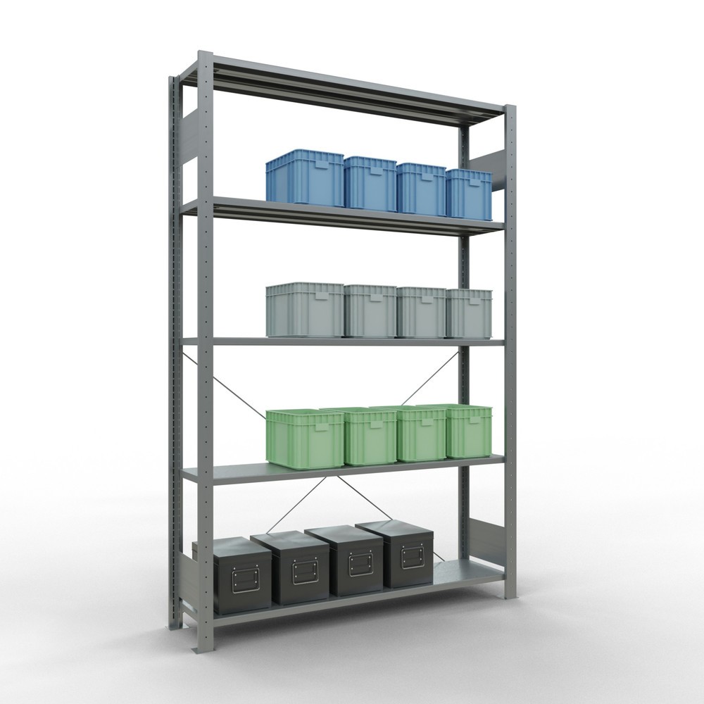 Número de imagen del producto 4: Estantería de cargas pequeñas SCHULTE galvanizada con 5 estantes de chapa de acero, carga por estante 150 kg, HxAxF 2.000 x 1.360 x 336 mm