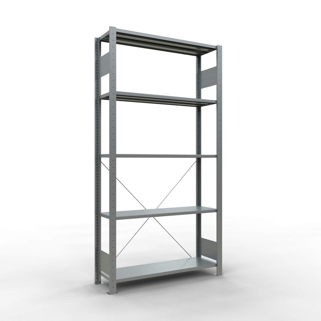 Imagen del producto: Estantería de cargas pequeñas SCHULTE galvanizada con 5 estantes de chapa de acero, carga por estante 150 kg, HxAxF 2.000 x 1.060 x 336 mm